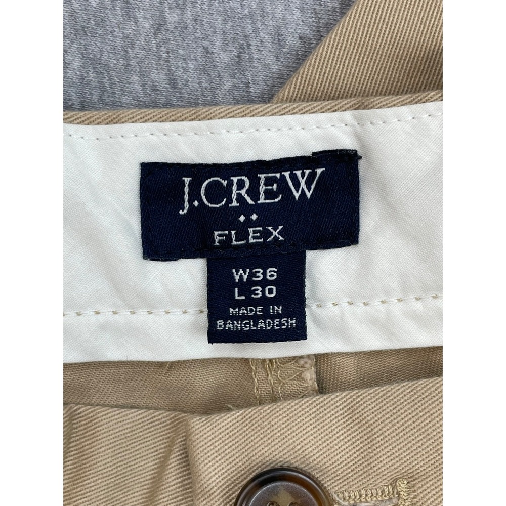 J Crew Pants Mens 36 x 30 Beige Cotton Blend Stretch Flat Front Chino Straight - Picture 3 of 7